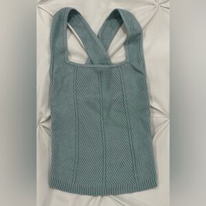 like new abercrombie and fitch elevated ribbed cross back tank xxs light blue